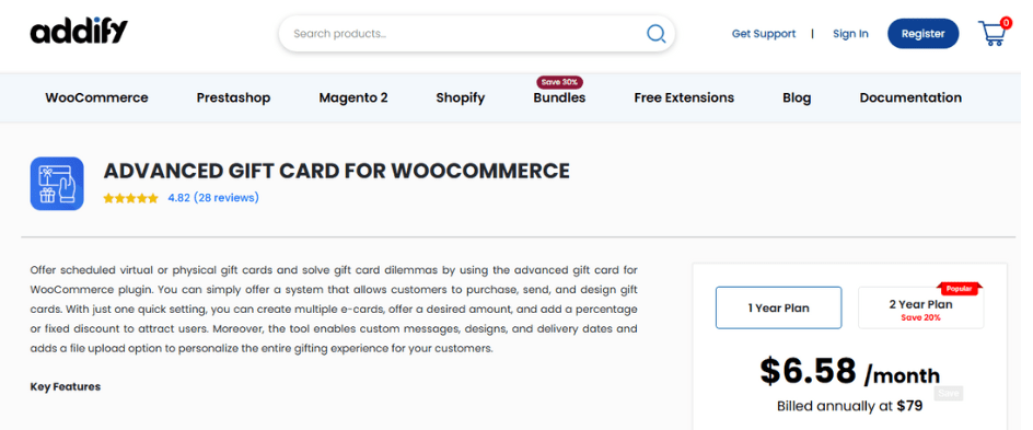 gift card for woocommerce by addify