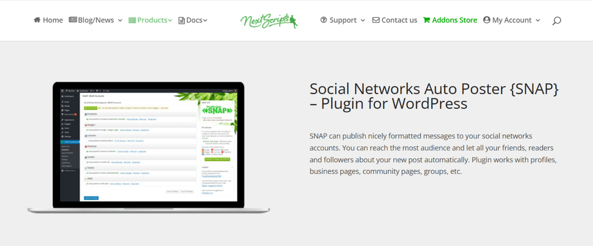snap social media plugin