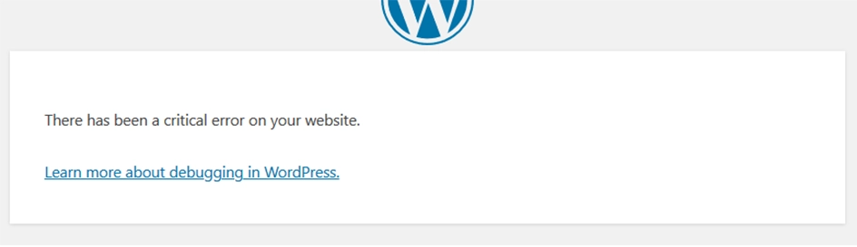 WordPress Critical Error message