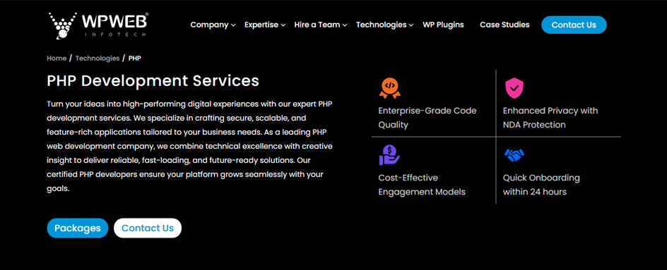 WPWeb Infotech - PHP Development UK