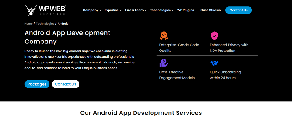 WPWeb Infotech Android Canada