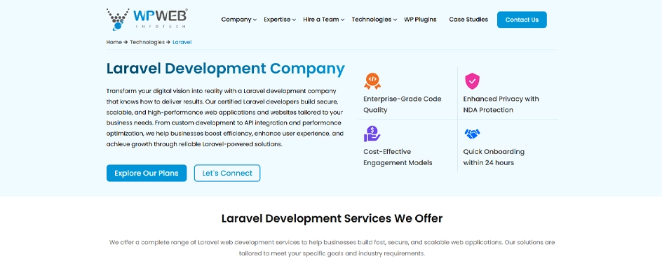WPWeb Infotech Laravel AUS