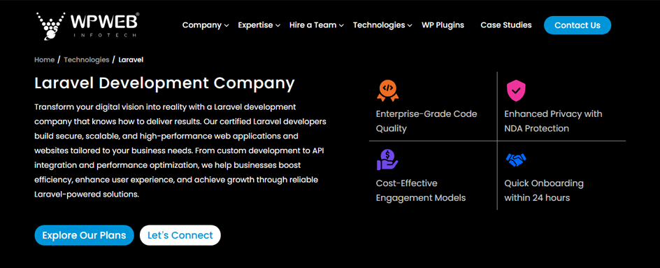 WPWeb Infotech Laravel Canada