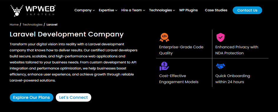 WPWeb Infotech Laravel UAE