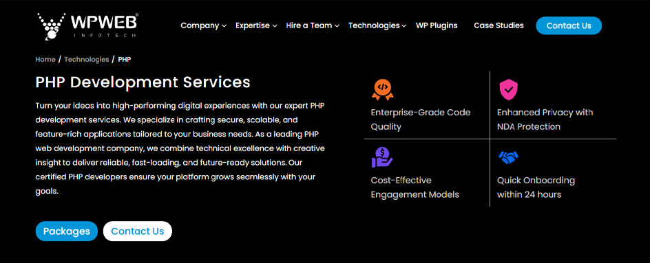 WPWeb Infotech PHP dev