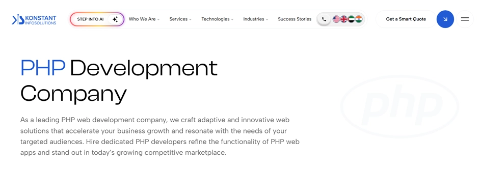 Konstant Infosolutions - PHP Development