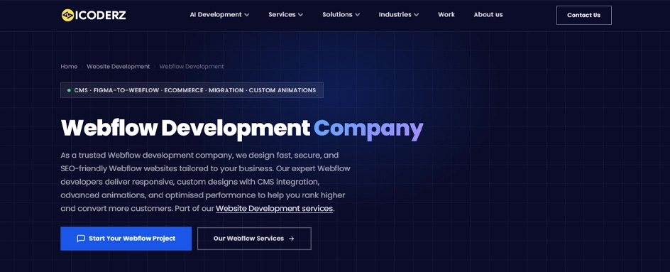 iCoderz Solutions webflow